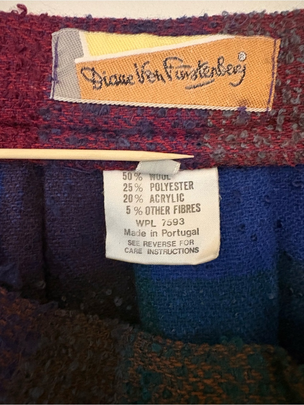 Diane Von Furstenberg Plaid Midi Skirt in Teal, Burgundy & Navy - Picture 5 of 9
